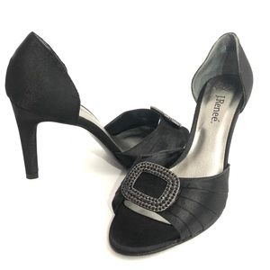 J. Renee Satin Heels Open Toe‎ Pump Rhinestones Mobwife